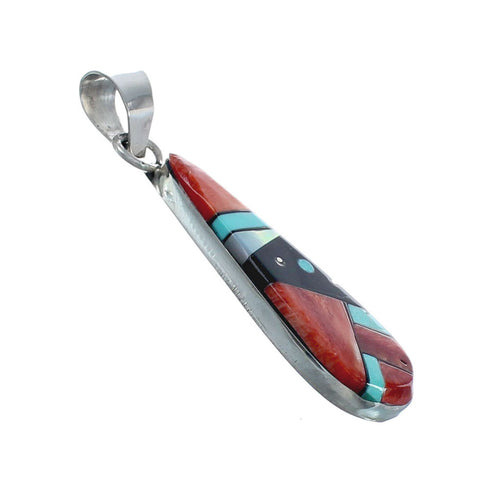 Native American Multicolor Inlay Sterling Silver Pendant AX129382
