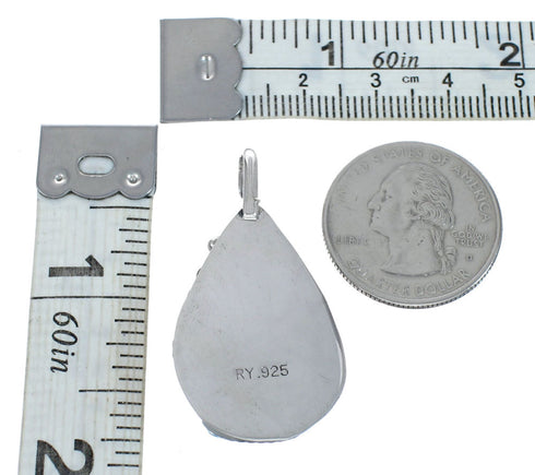 Sterling Silver Turquoise And Coral Leaf Pendant AX129401