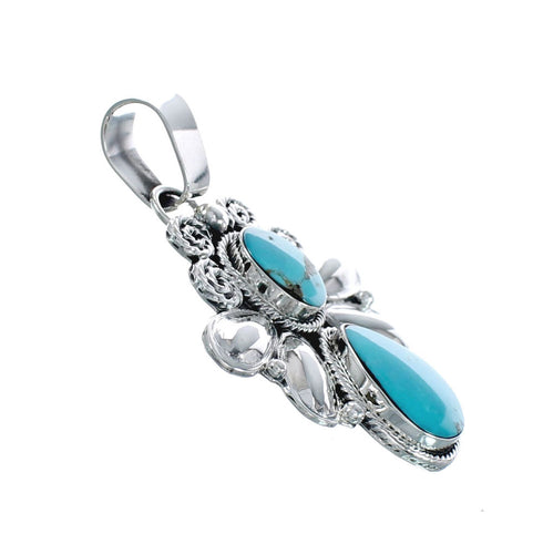 Native American Turquoise Navajo Authentic Sterling Silver Pendant AX129410