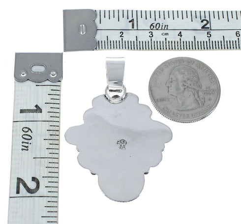 Native American Turquoise Navajo Authentic Sterling Silver Pendant AX129410