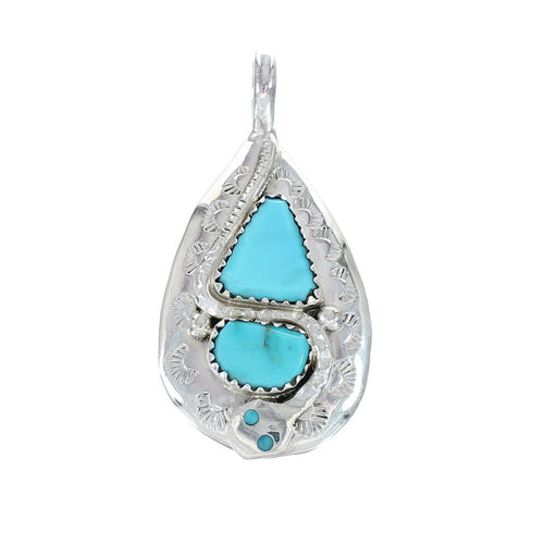 Native American Zuni Turquoise Sterling Silver Snake Pendant AX129425