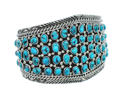 Sterling Silver Turquoise American Indian Cuff Bracelet AX129444