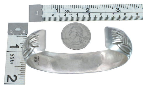 Native American Navajo Coral Sterling Silver Cuff Bracelet AX129453