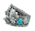 Navajo Sterling Silver Turquoise Bear Leaf Cuff Bracelet AX129459