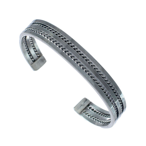 Authentic Sterling Silver Native American Navajo Cuff Bracelet AX129472