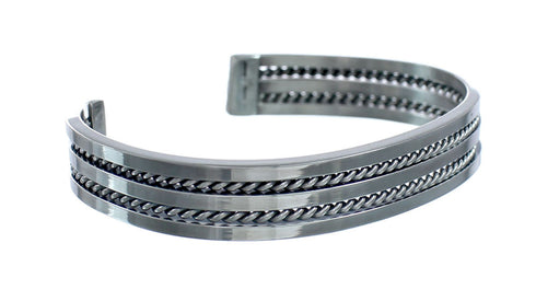 Authentic Sterling Silver Native American Navajo Cuff Bracelet AX129472
