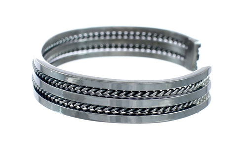 Authentic Sterling Silver Native American Navajo Cuff Bracelet AX129472