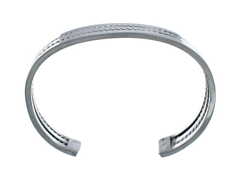 Authentic Sterling Silver Native American Navajo Cuff Bracelet AX129472