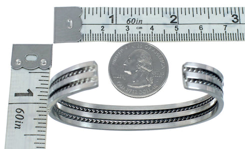 Authentic Sterling Silver Native American Navajo Cuff Bracelet AX129472