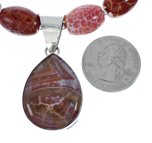 Native American Sterling Silver Heated Jasper Bead Necklace JX129830