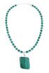 Sterling Silver Malachite And Chrysocolla Bead Necklace Pendant Set JX129807