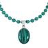 Native American Sterling Silver Malachite Bead Necklace Pendant Set JX129810
