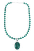 Native American Sterling Silver Malachite Bead Necklace Pendant Set JX129810