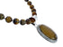 Native American Sterling Silver Tiger Eye Bead Necklace Pendant Set JX129824