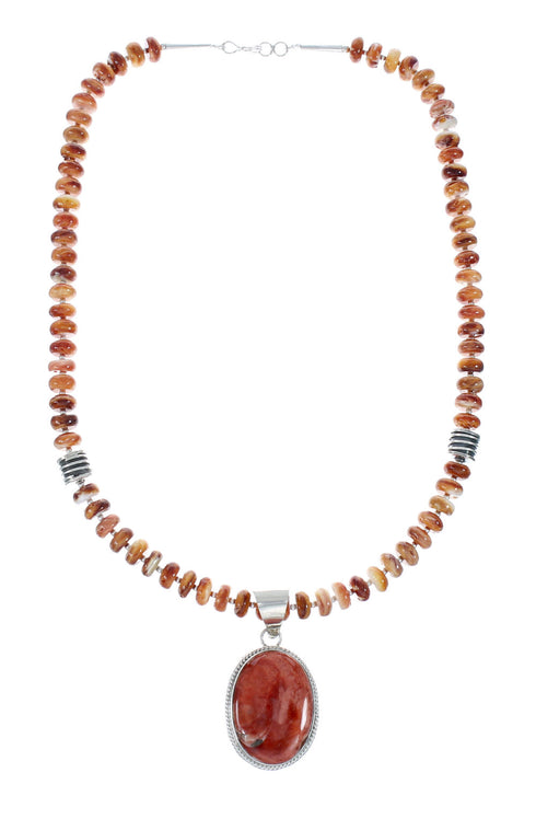 Native American Sterling Silver Oyster Shell Bead Necklace Pendant Set JX129821