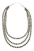 Native American Navajo Sterling Silver 3-Strand Unakite Bead Necklace JX129834