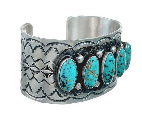 Navajo Turquoise Multistone Sterling Silver Cuff Bracelet AX129787