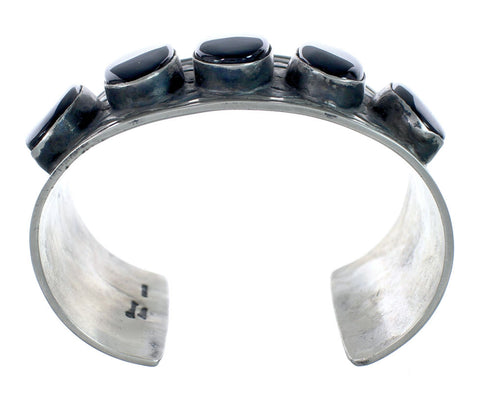Native American Navajo Sterling Silver Onyx Cuff Bracelet AX129806