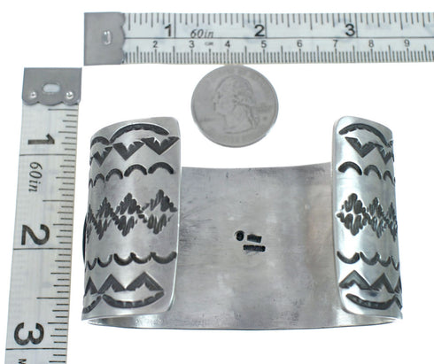 Native American Navajo Sterling Silver Onyx Cuff Bracelet AX129806