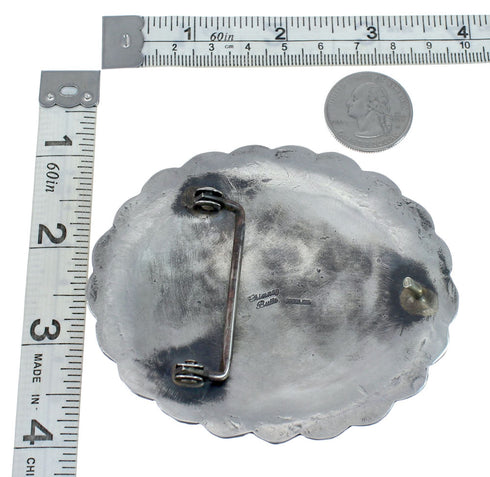 Native American Sterling Silver And Turquoise Belt Buckle AX129809