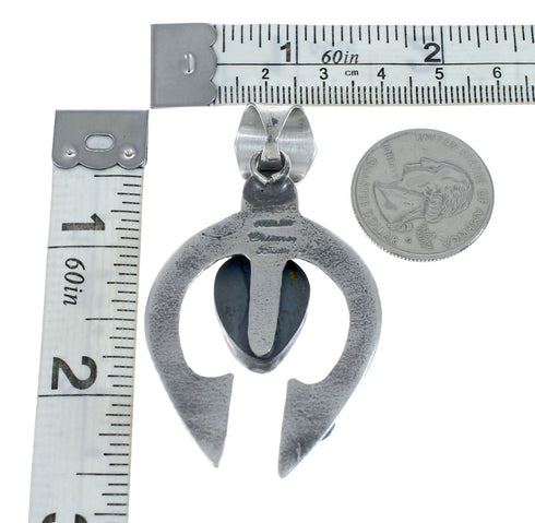 Genuine Sterling Silver Navajo Turquoise Naja Pendant AX129491