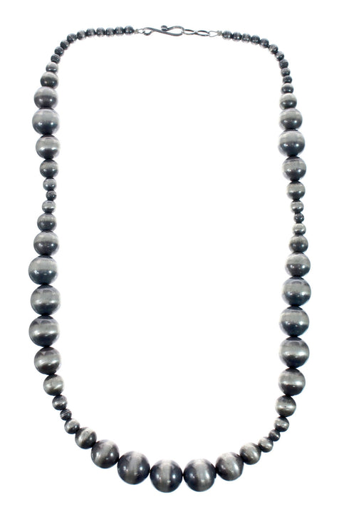 Old Pawn Style Sterling Silver Navajo Bead Necklace AX129493