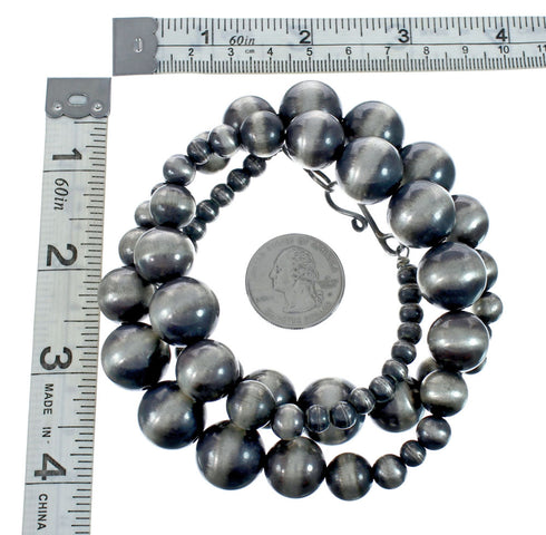 Old Pawn Style Sterling Silver Navajo Bead Necklace AX129493