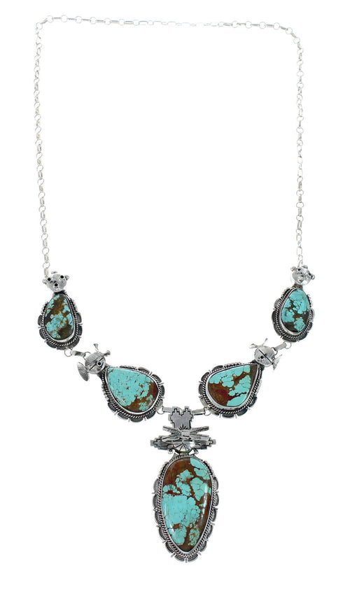 Authentic Sterling Silver Turquoise Navajo Link Necklace AX129495