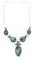 Authentic Sterling Silver Turquoise Navajo Link Necklace AX129495