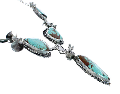 Authentic Sterling Silver Turquoise Navajo Link Necklace AX129495