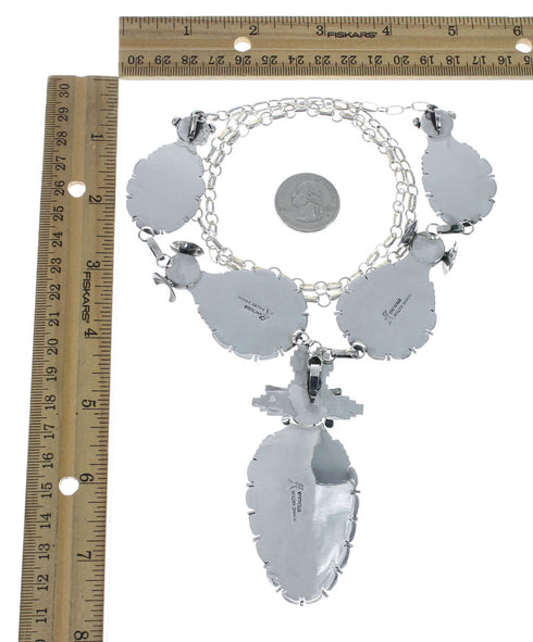 Authentic Sterling Silver Turquoise Navajo Link Necklace AX129495