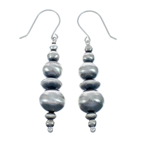 Navajo Genuine Sterling Silver Hook Dangle Earrings AX129509