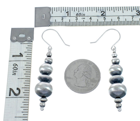 Navajo Genuine Sterling Silver Hook Dangle Earrings AX129509