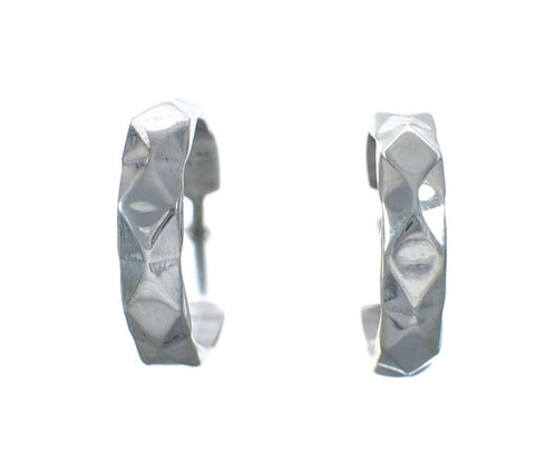 Native American Twisted Sterling Silver Post Hoop Earrings AX129513