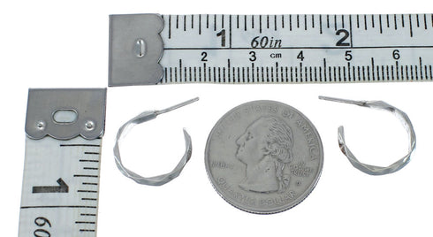 Native American Twisted Sterling Silver Post Hoop Earrings AX129513