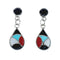 Zuni Multistone Inlay Sterling Silver Post Dangle Earrings AX129515