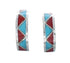 Turquoise And Coral Zuni Sterling Silver Post Hoop Earrings AX129523