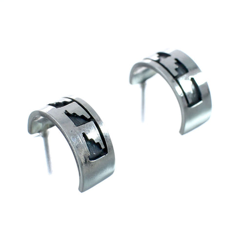 Sterling Silver Navajo Post Hoop Earrings AX129527