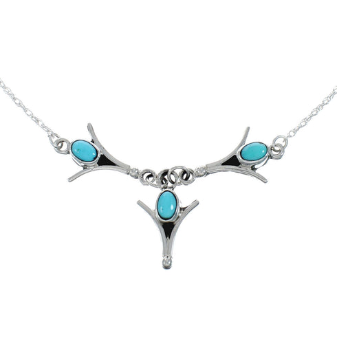 Native American Sterling Silver Turquoise Link Necklace AX129530