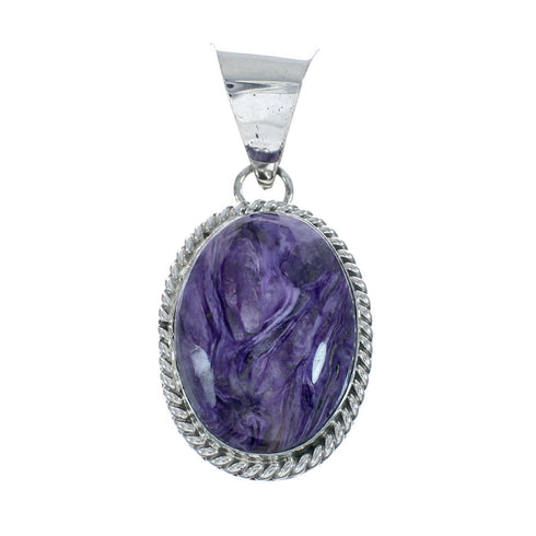 Native American Charoite Sterling Silver Pendant AX129835
