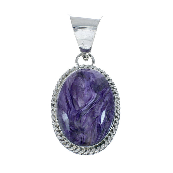 Native American Charoite Sterling Silver Pendant AX129835