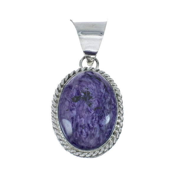 Native American Charoite Sterling Silver Pendant AX129837