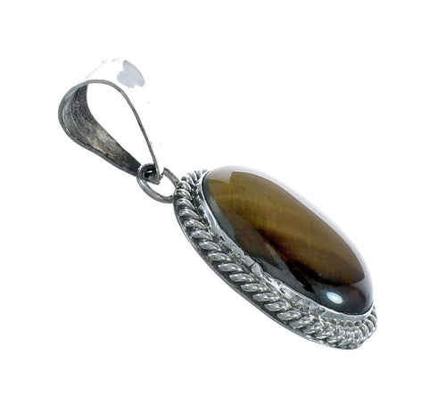Native American Tiger Eye Sterling Silver Pendant AX129868