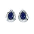 Native American Man Made Lapis And Genuine Sterling Silver Post Earrings JX129799