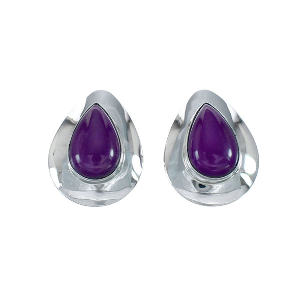 Native American Sugilite And Genuine Sterling Silver Post Earrings JX129802