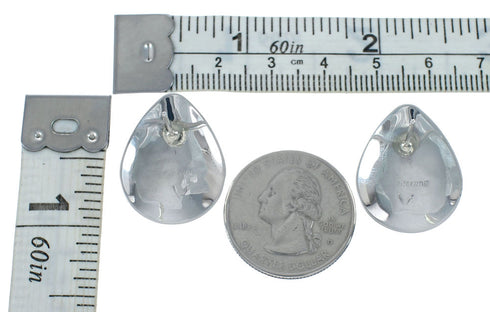 Native American Coral And Genuine Sterling Silver Post Earrings JX129792