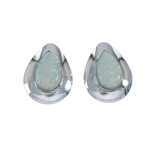 Native American Opal And Genuine Sterling Silver Post Earrings JX129796