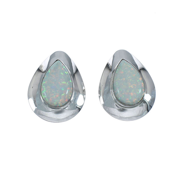 Native American Opal And Genuine Sterling Silver Post Earrings JX129796