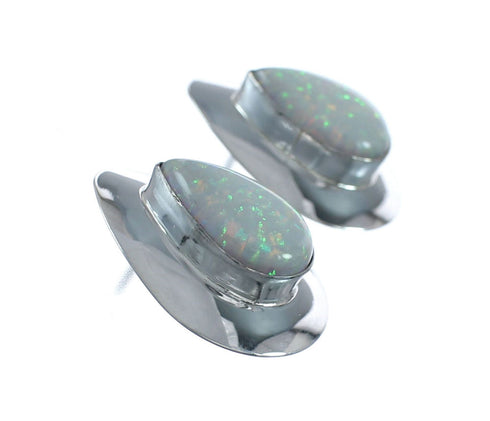 Native American Opal And Genuine Sterling Silver Post Earrings JX129796