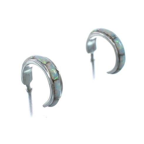 Southwest Opal Sterling Silver Post Hoop Earrings AX129933